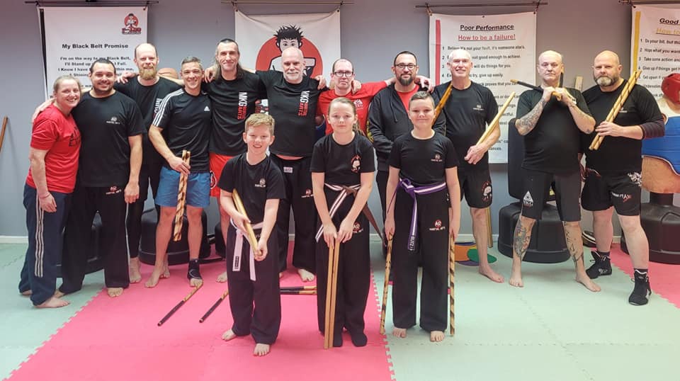 AR Martial Arts karate students and instructors gathered after training